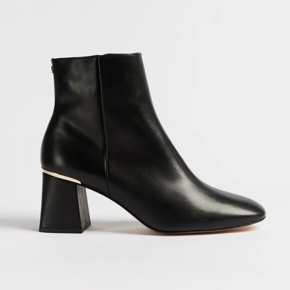 Ted Baker Shoes - TED BAKER | Squarel Black Leather Block Heel Ankle Boots | 6.5